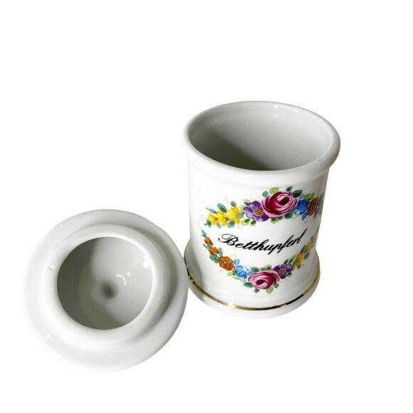 Vintage Reutter Porcelain "BETTHUPFERL" Bedtime Snack Jar W/ Lid W. Germany - Picture 4 of 16